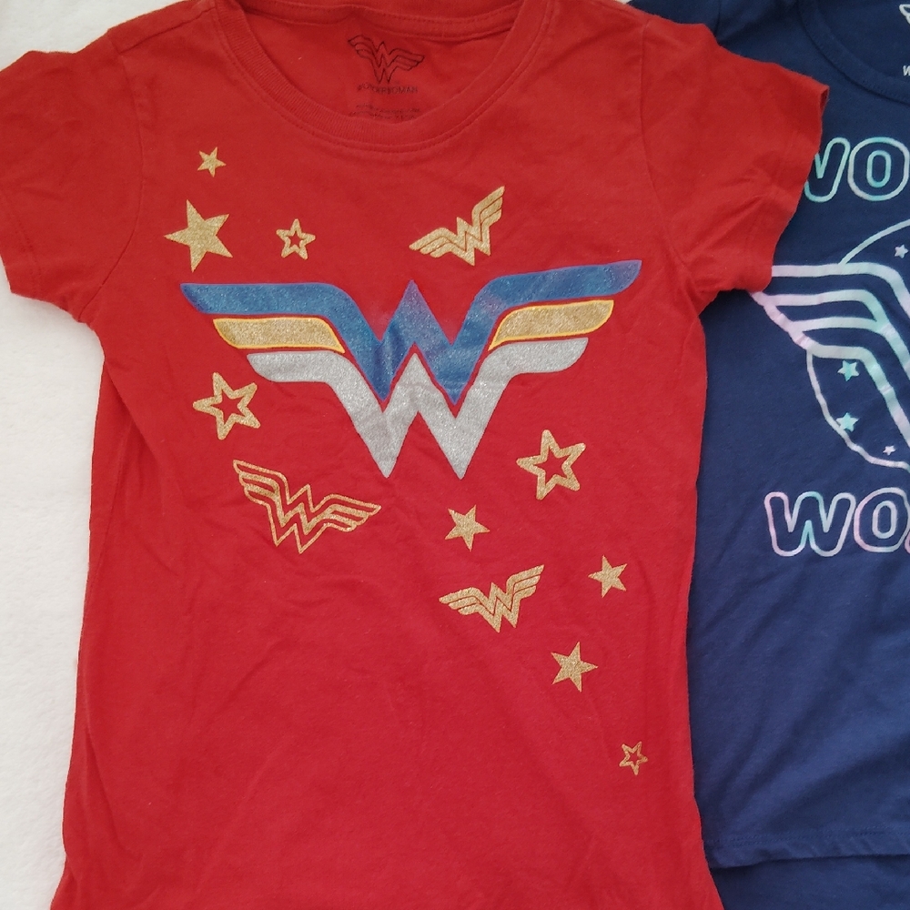 Red Wonder Woman with Gold Stars and Blue T-Shirt
